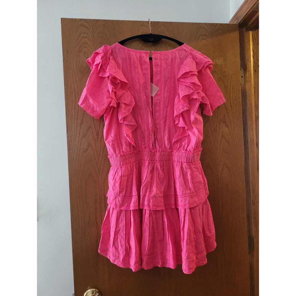 Loveshackfancy Natasha Watermelon Ice Pink Ruffle Lace Cotton Mini Dress GUC XL - Picture 3 of 8